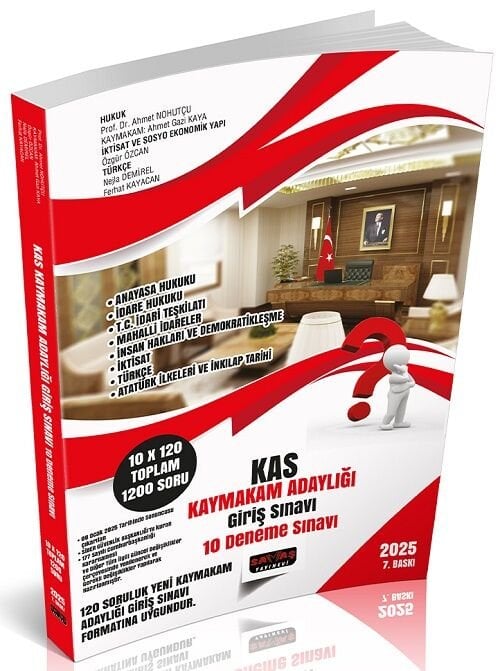 Savaş 2025 KAS Kaymakam Adaylığı Sınavı 10 Deneme 7. Baskı Savaş Yayınları