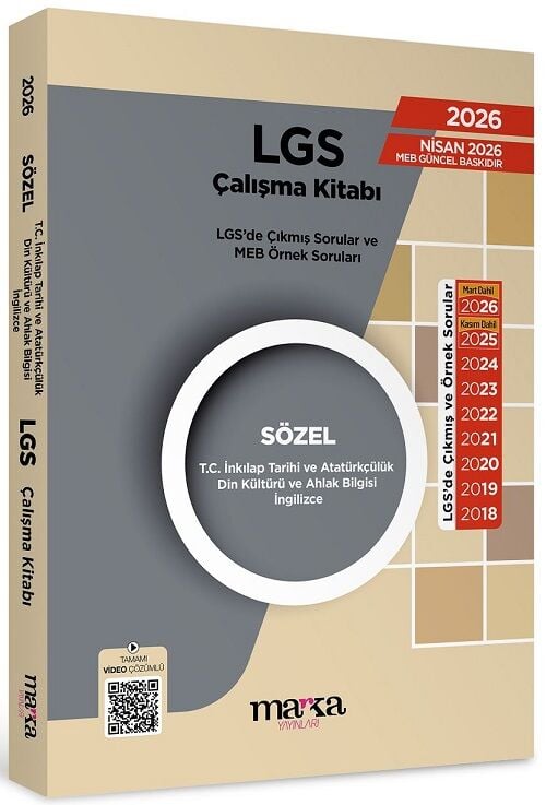 Marka 2026 LGS Sözel TC İnkılap Tarihi ve Atatürkçülük, Din Kültürü ve Ahlak Bilgisi, İngilizce Çıkmış Sorular Çalışma Kitabı Marka Yayınları
