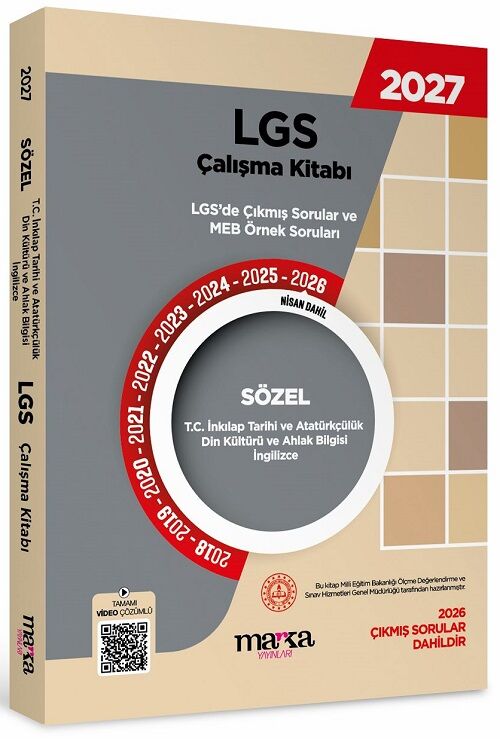 Marka 2027 LGS Sözel TC İnkılap Tarihi ve Atatürkçülük, Din Kültürü ve Ahlak Bilgisi, İngilizce Çıkmış Sorular Çalışma Kitabı Marka Yayınları