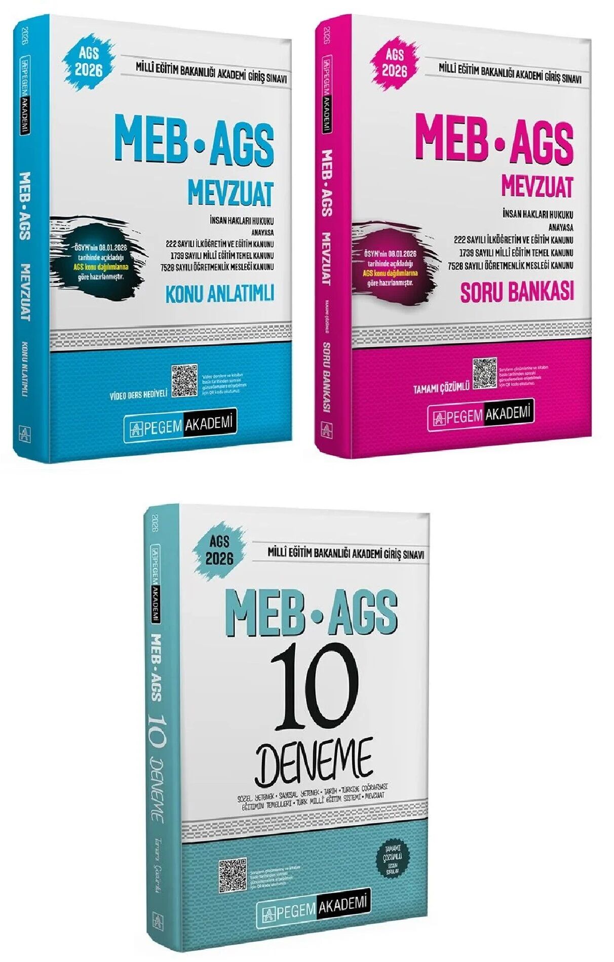 YENİ AGS - Pegem 2026 MEB-AGS Mevzuat Konu Anlatımlı + Soru Bankası + 10 Deneme 3 lü Set Pegem Akademi Yayınları