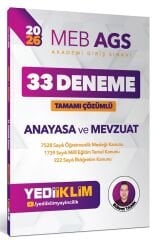 Yediiklim 2026 MEB-AGS Anayasa ve Mevzuat 33 Deneme Çözümlü - Bülent Tanık Yediiklim Yayınları