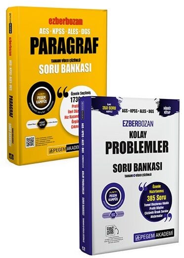Pegem 2026 KPSS MEB-AGS ALES DGS Paragraf Ezberbozan + Kolay Problemler Soru Bankası 2 li Set Pegem Akademi Yayınları