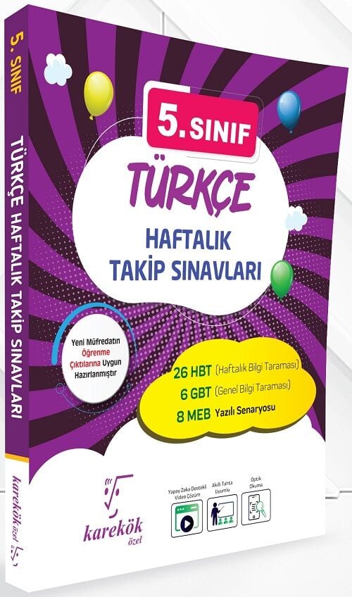 Karekök 5. Sınıf Türkçe Haftalık Takip Sınavları Karekök Yayınları