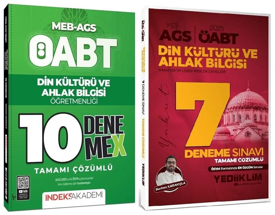 Yediiklim + İndeks 2025 ÖABT MEB-AGS Din Kültürü ve Ahlak Bilgisi Öğretmenliği 7+10 Deneme 2 li Set - Burhan Karakışla Yediiklim + İndeks Akademi Yayınları