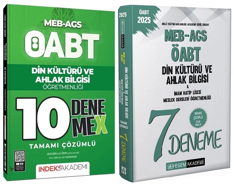 Pegem + İndeks 2025 ÖABT MEB-AGS Din Kültürü ve Ahlak Bilgisi Öğretmenlği 7+10 Deneme 2 li Set Pegem + İndeks Akademi Yayınları