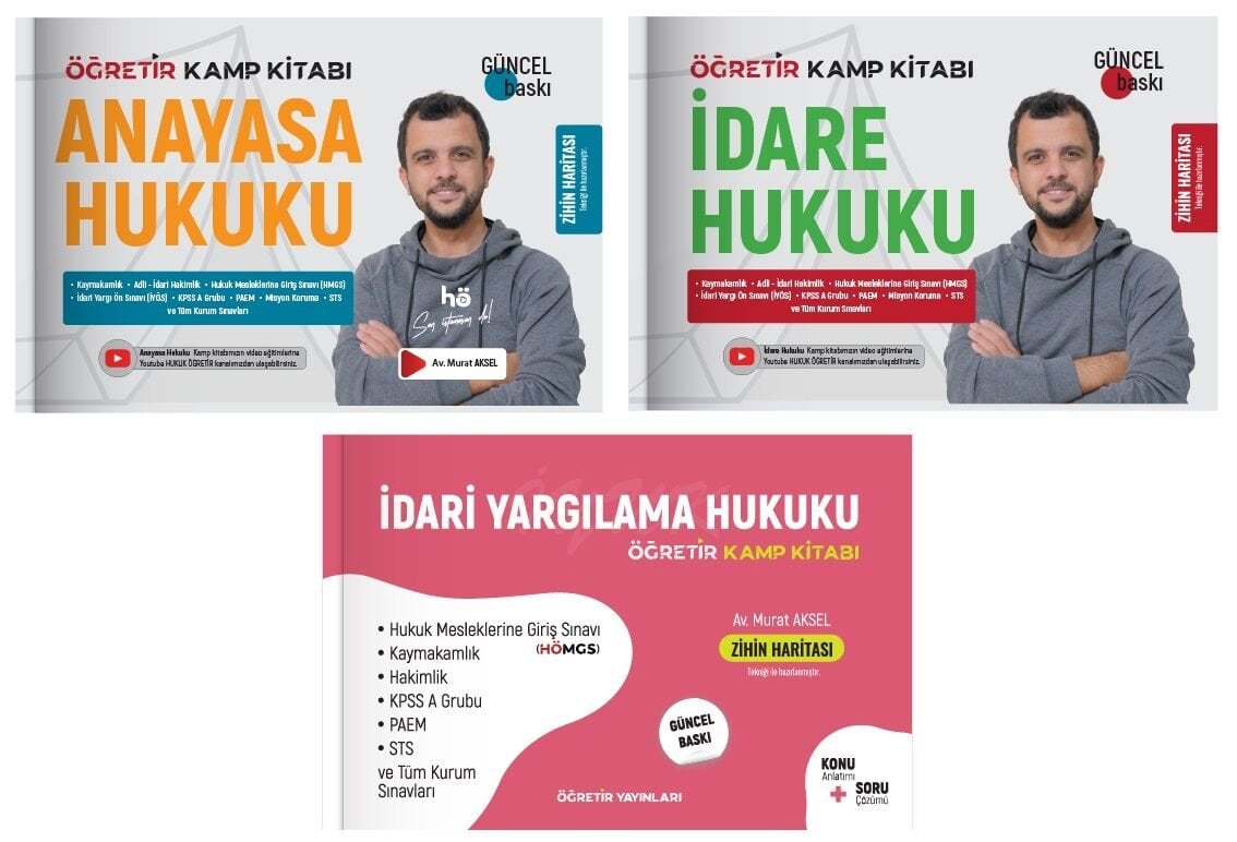 Öğretir HMGS Hakimlik KPSS PAEM Misyon Koruma Anayasa + İdare + İdari Yargılama Hukuku Konu 3 lü Set - Murat Aksel Öğretir Yayınları