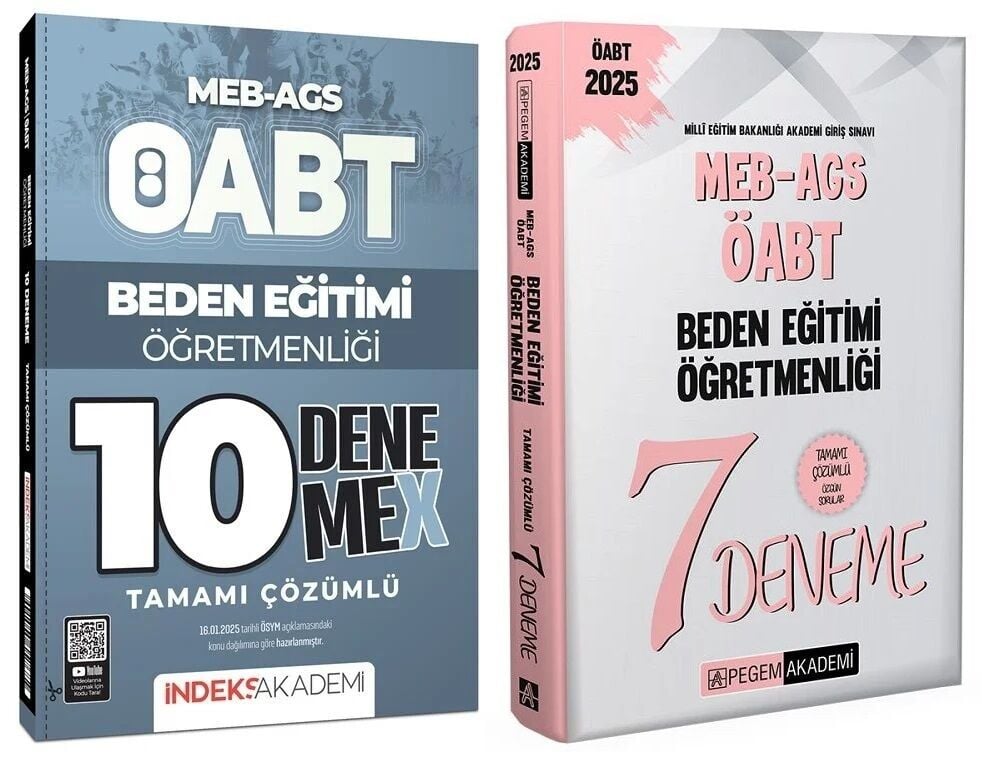 Pegem + İndeks 2025 ÖABT MEB-AGS Beden Eğitimi Öğretmenliği 7+10 Deneme 2 li Set Pegem + İndeks Akademi Yayınları