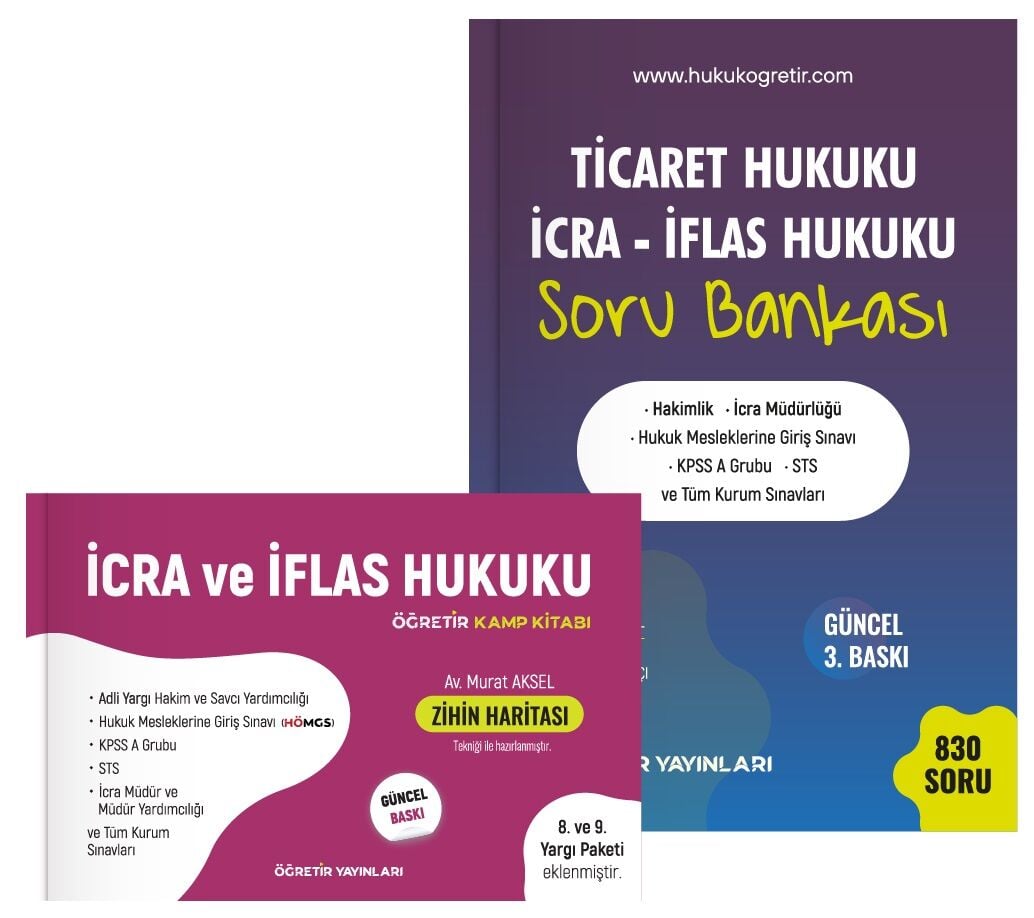 Öğretir HMGS Hakimlik KPSS Ticaret + İcra ve İflas Hukuku Kamp Kitabı + Soru Bankası 2 li Set - Murat Aksel Öğretir Yayınları