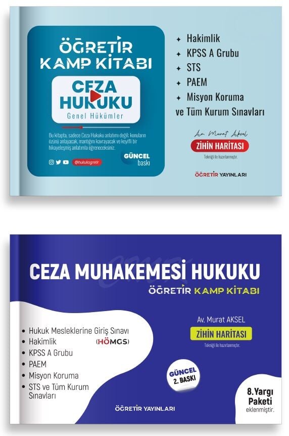 Öğretir HMGS Hakimlik KPSS PAEM Misyon Koruma Ceza Hukuku Genel Hükümler + Ceza Muhakemesi Konu 2 li Set - Murat Aksel Öğretir Yayınları
