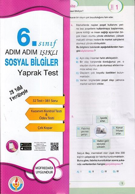 SÜPER FİYAT - Bilal Işıklı 6. Sınıf Sosyal Bilgiler Yaprak Test Adım Adım Işıklı Bilal Işıklı Yayınları