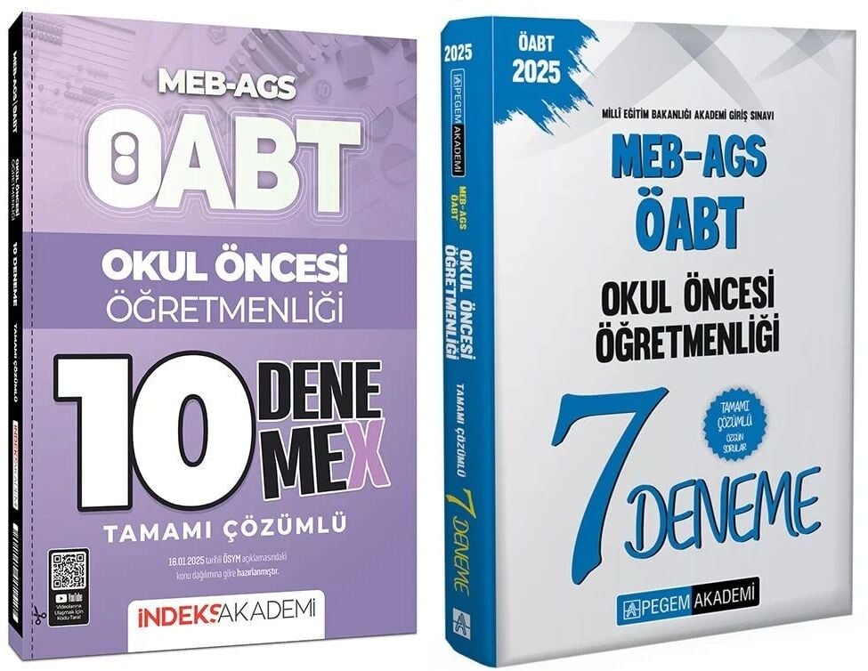 Pegem + İndeks 2025 ÖABT MEB-AGS Okul Öncesi Öğretmenliği 7+10 Deneme 2 li Set Pegem + İndeks Akademi Yayınları