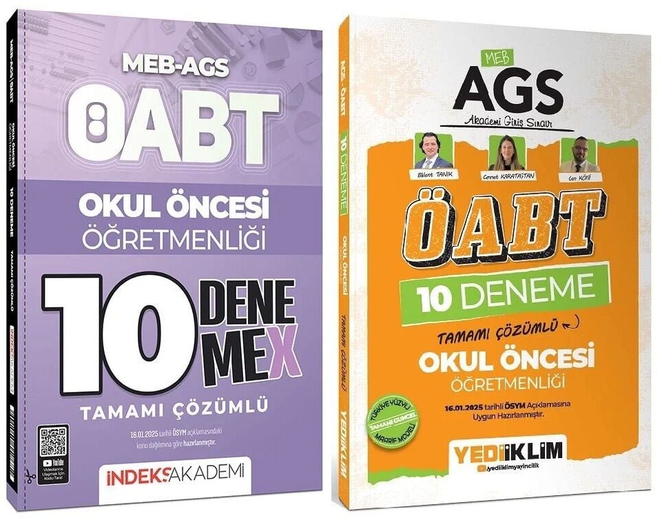 Yediiklim + İndeks 2025 ÖABT MEB-AGS Okul Öncesi Öğretmenliği 10+10 Deneme 2 li Set - Bülent Tanık, Can Köni, Cennet Karataştan Yediiklim + İndeks Akademi Yayınları