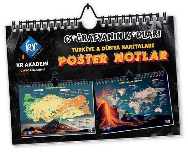 KR Akademi YKS TYT Coğrafyanın Kodları Türkiye ve Dünya Duvar Haritaları Poster Notları - Yunus Turan KR Akademi Yayınları