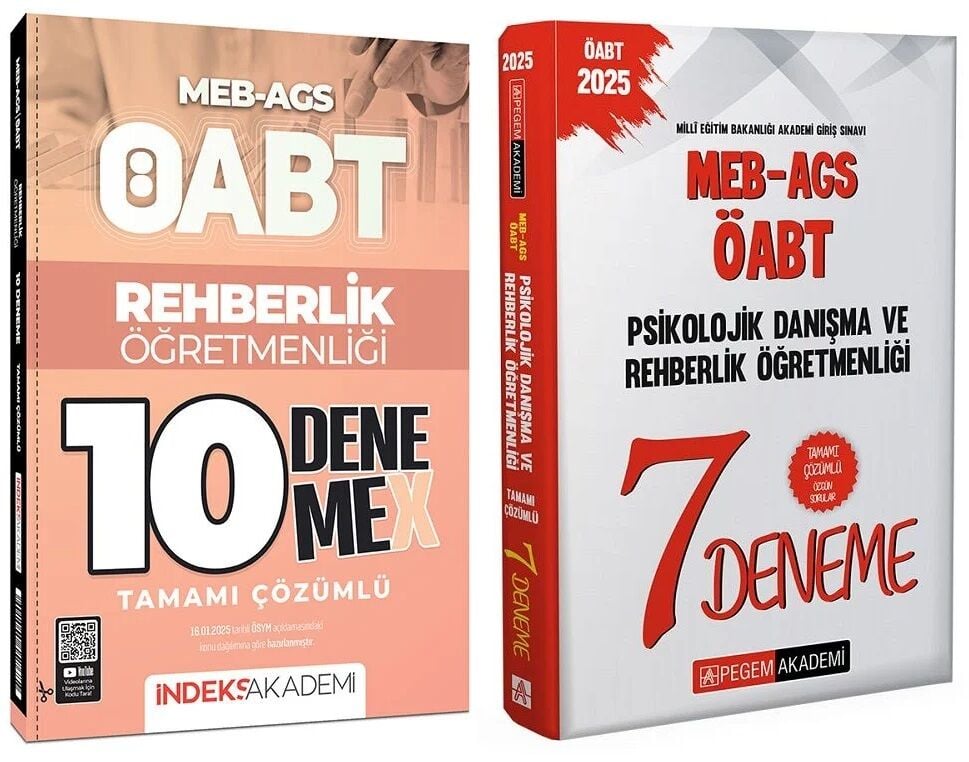 Pegem + İndeks 2025 ÖABT MEB-AGS Psikolojik Danışma ve Rehberlik 7+10 Deneme 2 li Set Pegem + İndeks Akademi Yayınları