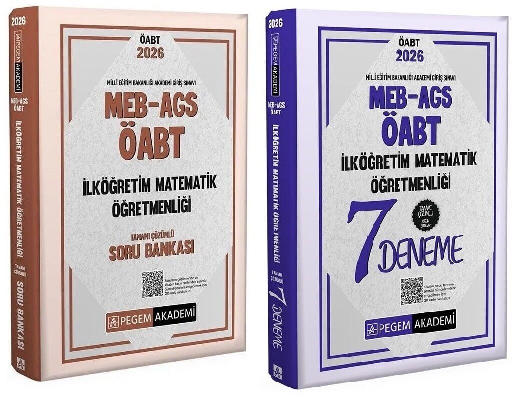 Pegem 2026 ÖABT MEB-AGS İlköğretim Matematik Öğretmenliği Soru Bankası + 7 Deneme 2 li Set Pegem Akademi Yayınları