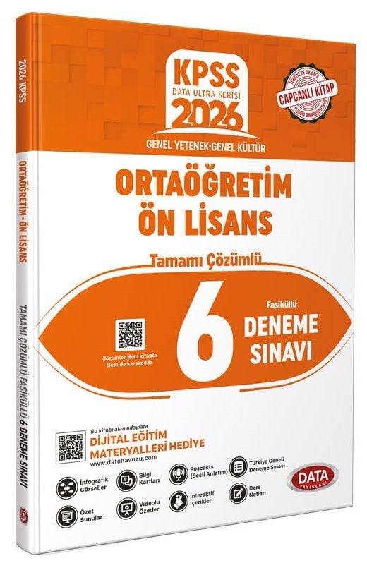 Data 2026 KPSS Lise Ortaöğretim Ön Lisans 6 Deneme Çözümlü Ultra Serisi Data Yayınları