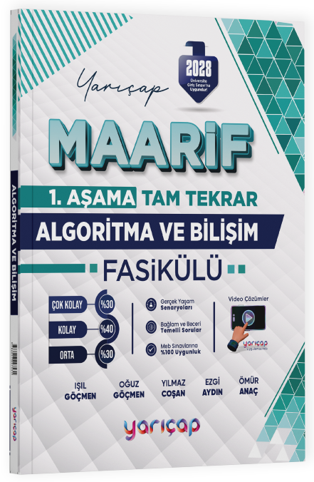 Yarı Çap 2028 YKS TYT Algoritma ve Bilişim Fasikülü Maarif Fasikülü Tam Tekrar 1. Aşama Yarı Çap Yayınları