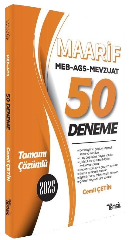 Temsil 2025 MEB-AGS Mevzuat MAARİF 50 Deneme Çözümlü - Cemil Çetin Temsil Kitap Yayınları
