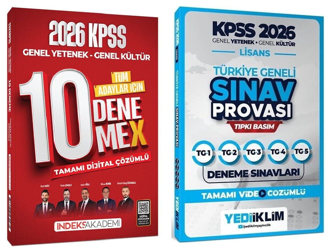 Yediiklim + İndeks 2026 KPSS Genel Yetenek Genel Kültür Türkiye Geneli 5 + 10 Deneme 2 li Set Yediiklim + İndeks Akademi Yayınları