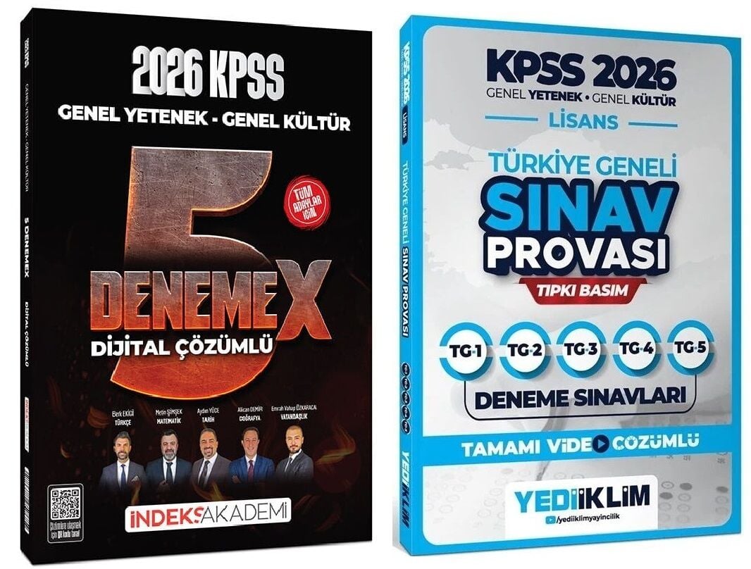 Yediiklim + İndeks 2026 KPSS Genel Yetenek Genel Kültür Türkiye Geneli 5 + 5 Deneme 2 li Set Yediiklim + İndeks Akademi Yayınları