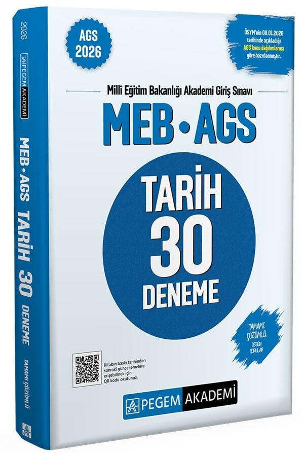 YENİ AGS - Pegem 2026 MEB-AGS Tarih 30 Deneme Çözümlü Pegem Akademi Yayınları