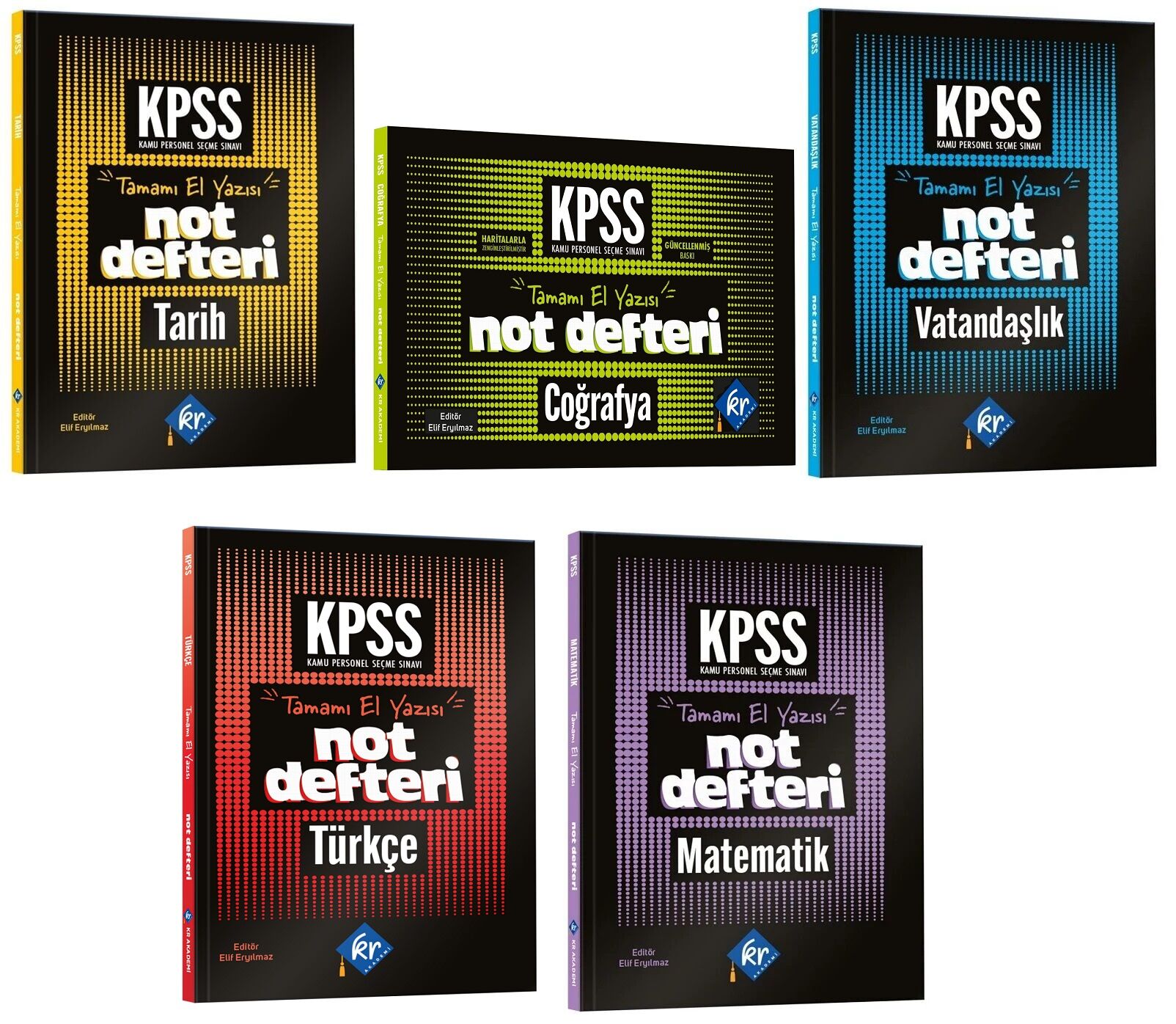 KR Akademi KPSS Genel Yetenek Genel Kültür El Yazısı Not Defteri 5 li Set KR Akademi Yayınları