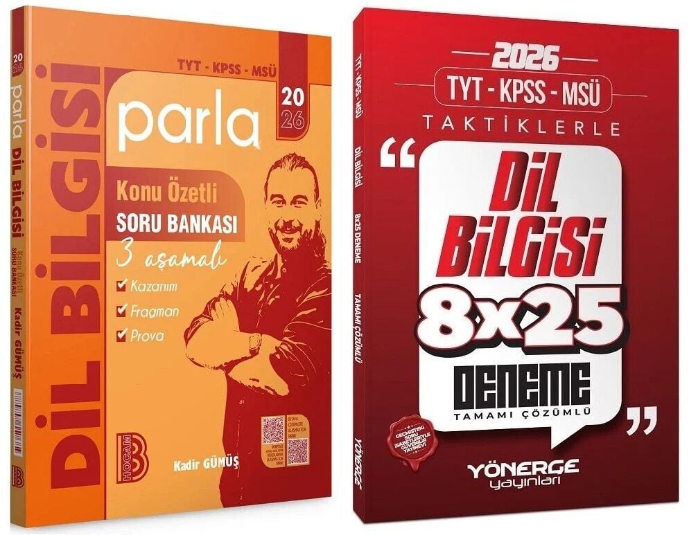 Benim Hocam + Yönerge 2026 YKS TYT KPSS MSÜ Dil Bilgisi PARLA Konu Özetli Soru Bankası + Taktiklerle 8x25 Deneme 2 li Set Benim Hocam + Yönerge Yayınları