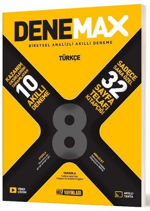 Hız Yayınları 8. Sınıf Türkçe Denemax 10 lu Akıllı Deneme Hız Yayınları