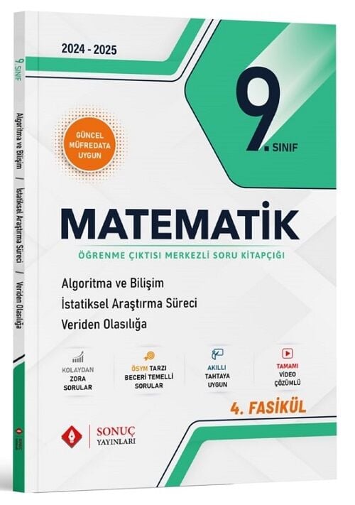 Sonuç 9. Sınıf Matematik Algoritma ve Bilişim İstatistiksel Araştırma Süreci Veriden Olasılığa 4. Fasikül Soru Bankası Sonuç Yayınları