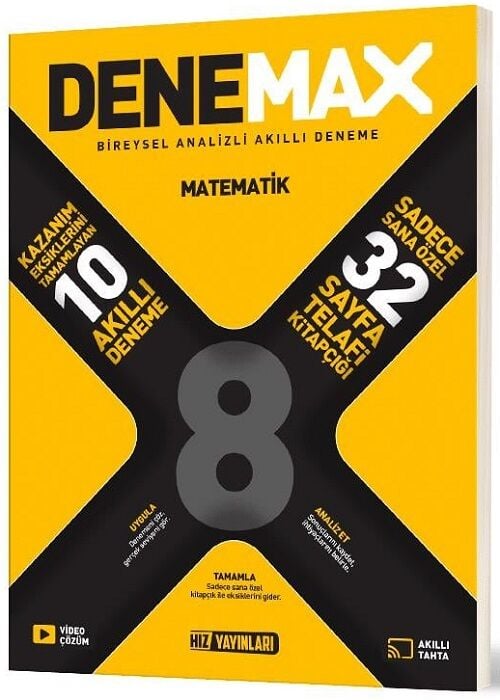 Hız Yayınları 8. Sınıf Matematik Denemax 10 lu Akıllı Deneme Hız Yayınları