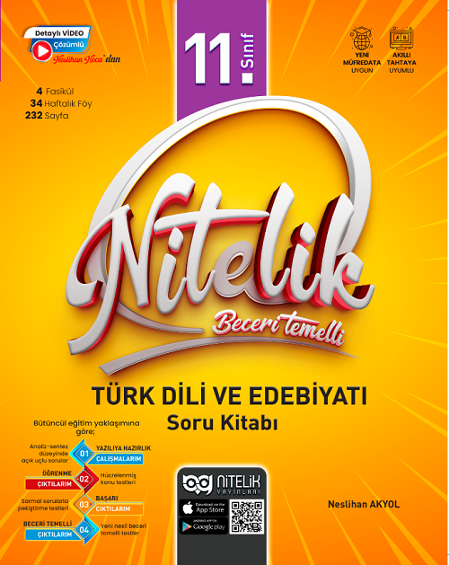Nitelik 11. Sınıf Türk Dili ve Edebiyatı Beceri Temelli Soru Kitabı Nitelik Yayınları