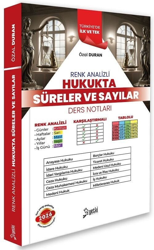 Yetki 2026 HMGS Hakimlik Hukukta Süreler Sayılar Renk Analizli Ders Notları - Özal Duran Yetki Yayıncılık