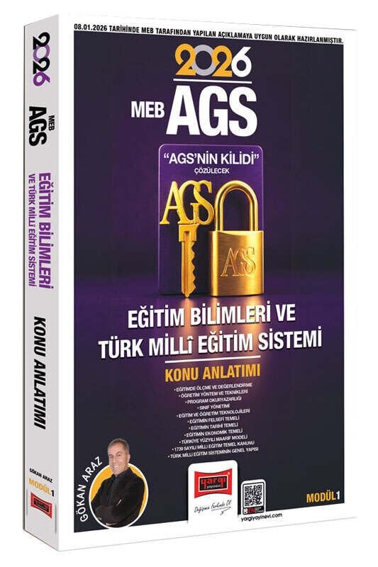 YENİ AGS - Yargı 2026 MEB-AGS nin Kilidi Eğitim Bilimleri Türk Milli Eğitim Sistemi Konu Anlatımlı Modül-1 - Gökhan Araz Yargı Yayınları