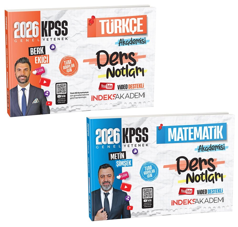 İndeks Akademi 2026 KPSS Türkçe + Matematik Akademisi Video Ders Notları 2 li Set İndeks Akademi Yayıncılık