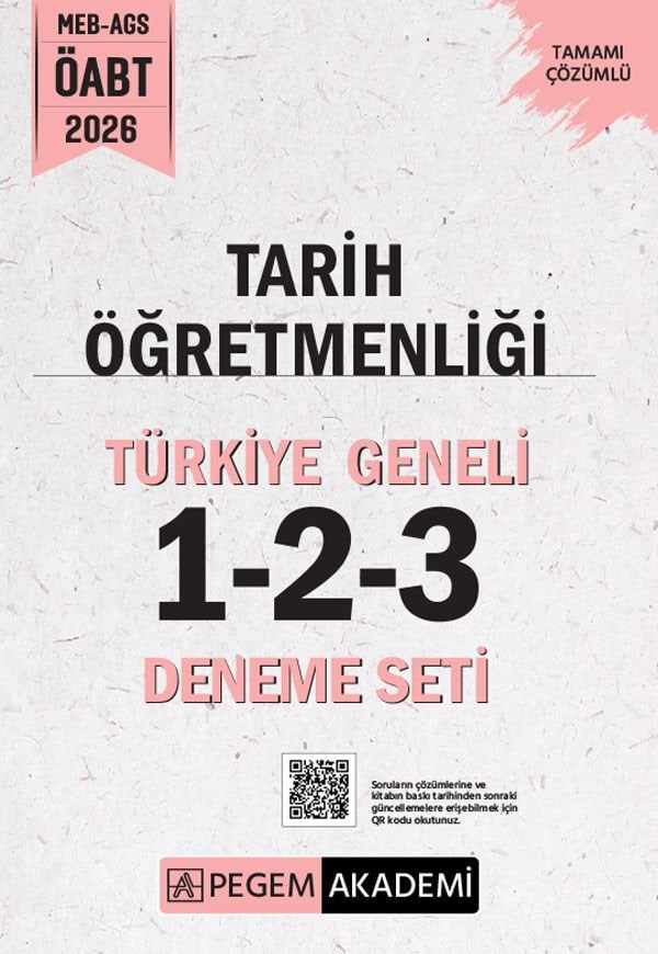 Pegem 2026 ÖABT MEB-AGS Tarih Öğretmenliği Türkiye Geneli 3 Deneme Çözümlü (1-2-3) Pegem Akademi Yayınları