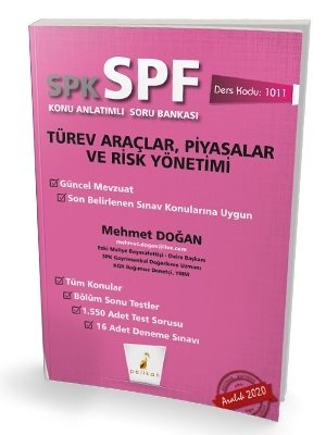 Pelikan SPK SPF 1011 Türev Araçlar, Piyasalar ve Risk Yönetimi Konu Anlatımlı Soru Bankası Pelikan Yayınevi