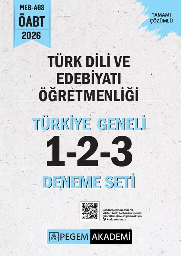 Pegem 2026 ÖABT MEB-AGS Türk Dili ve Edebiyatı Öğretmenliği Türkiye Geneli 3 Deneme Çözümlü (1-2-3) Pegem Akademi Yayınları