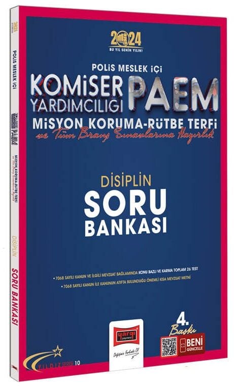 SÜPER FİYAT - Yargı 2024 PAEM Komiser Yardımcılığı Misyon Koruma ve Rütbe Terfi Disiplin Soru Bankası Yıldız Serisi Yargı Yayınları