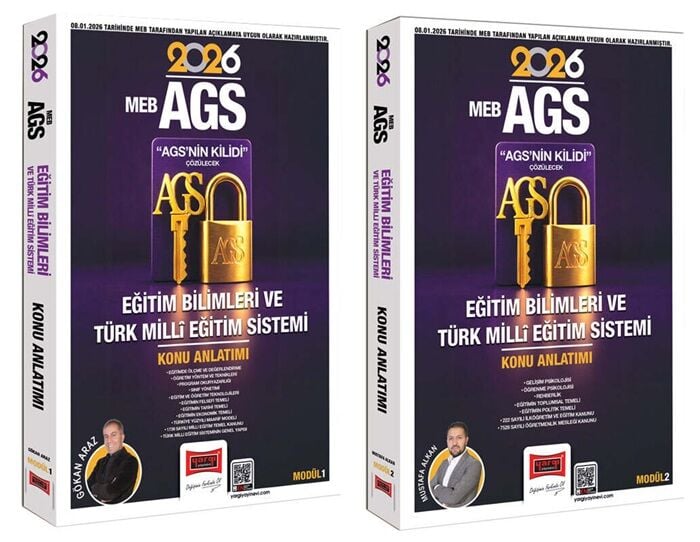 YENİ AGS - Yargı 2026 MEB-AGS nin Kilidi Eğitim Bilimleri Türk Milli Eğitim Sistemi Konu Anlatımlı Modül 1-2 2 li Set - Gökhan Araz, Mustafa Alkan Yargı Yayınları