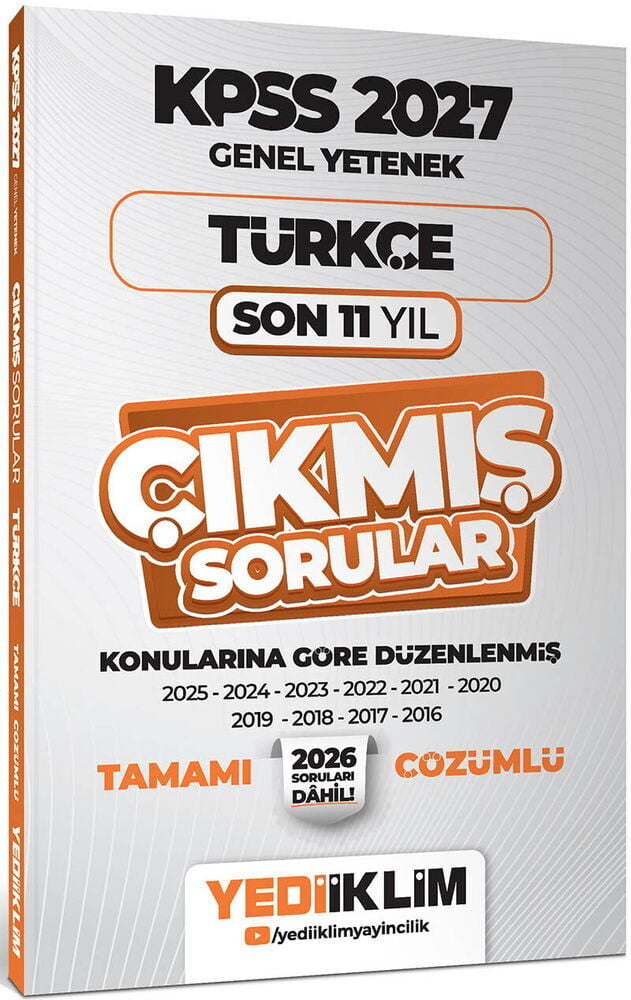 Yediiklim 2027 KPSS Türkçe Çıkmış Sorular Son 11 Yıl Konularına Göre Çözümlü Yediiklim Yayınları