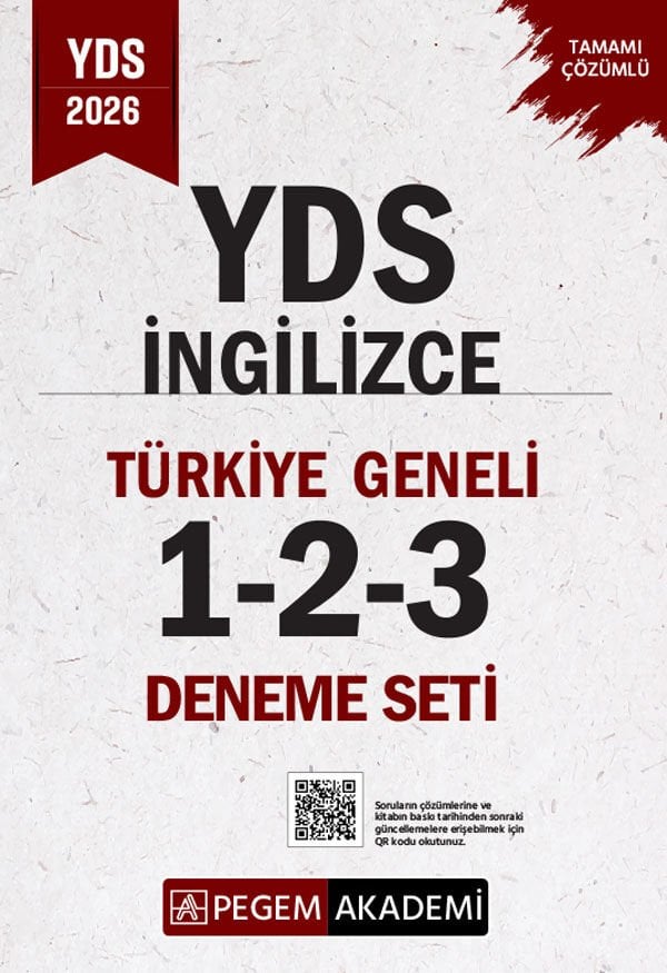 Pegem 2026 YDS İngilizce Türkiye Geneli 3 Deneme Çözümlü (1-2-3) Pegem Akademi Yayınları