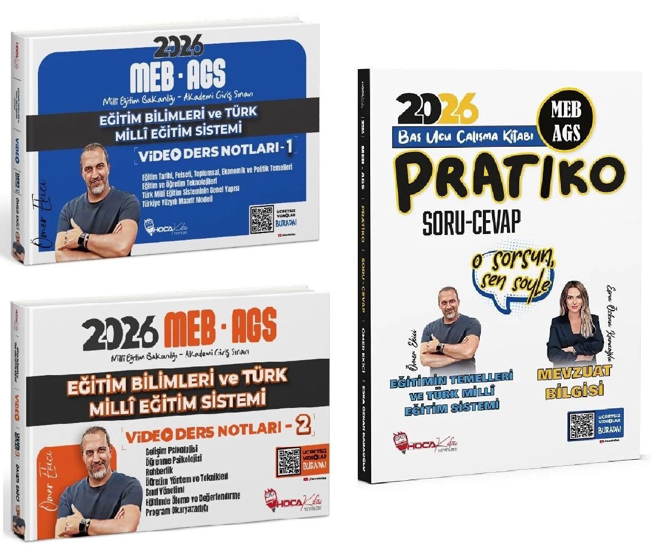 YENİ AGS - Hoca Kafası 2026 MEB-AGS Eğitimin Temelleri + Eğitim Bilimleri ve Türk Milli Eğitim Sistemi Video Ders Notları + Pratiko Soru Cevap 3 lü Set - Ömer Ekici Hoca Kafası Yayınları