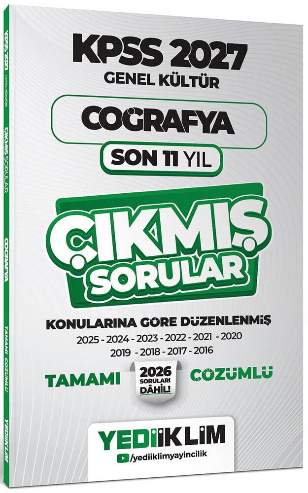 Yediiklim 2027 KPSS Coğrafya Çıkmış Sorular Son 11 Yıl Konularına Göre Çözümlü Yediiklim Yayınları