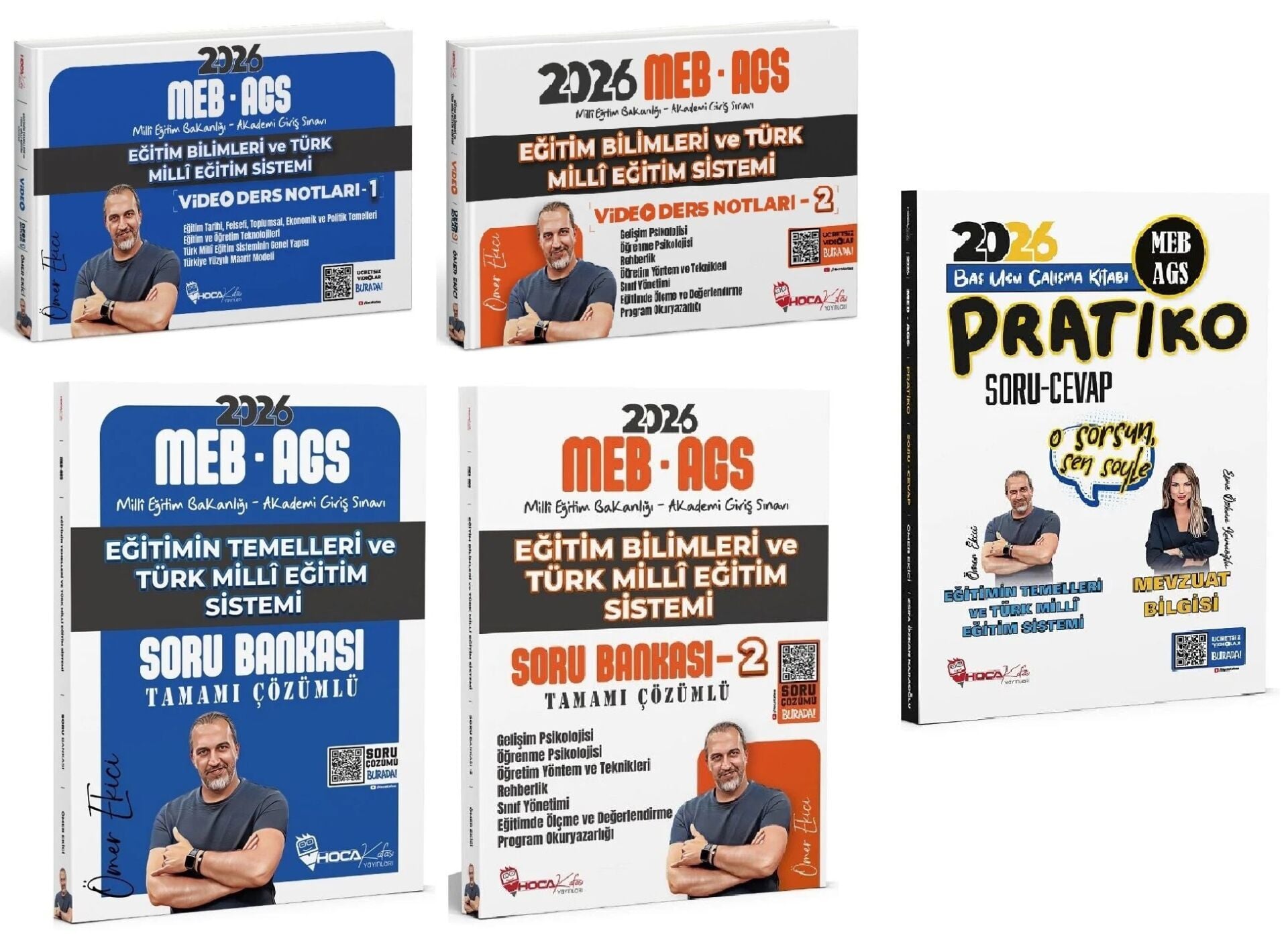 YENİ AGS- Hoca Kafası 2026 MEB-AGS Eğitimin Temelleri + Eğitim Bilimleri ve Türk Milli Eğitim Sistemi Video Ders Notları + Soru Bankası + Pratiko Soru Cevap 5 li Set - Ömer Ekici Hoca Kafası Yayınları