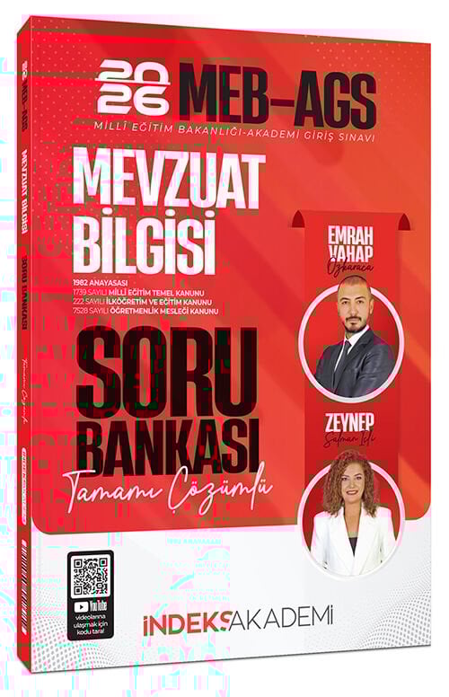 ÖN SİPARİŞ - İndeks Akademi 2026 MEB-AGS Mevzuat Bilgisi Soru Bankası Çözümlü - Emrah Vahap Özkaraca, Zeynep Salman İçli İndeks Akademi Yayıncılık