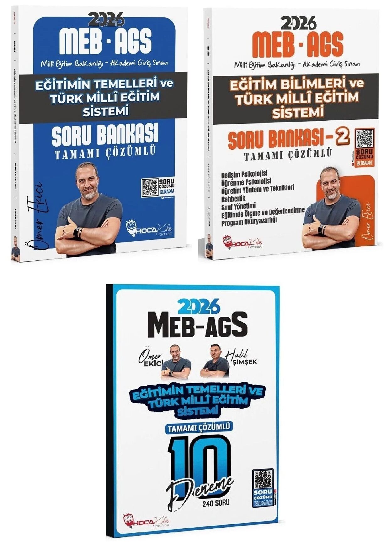 YENİ AGS - Hoca Kafası 2026 MEB-AGS Eğitimin Temelleri + Eğitim Bilimleri ve Türk Milli Eğitim Sistemi Soru Bankası + 10 Deneme 3 lü Set - Ömer Ekici Hoca Kafası Yayınları