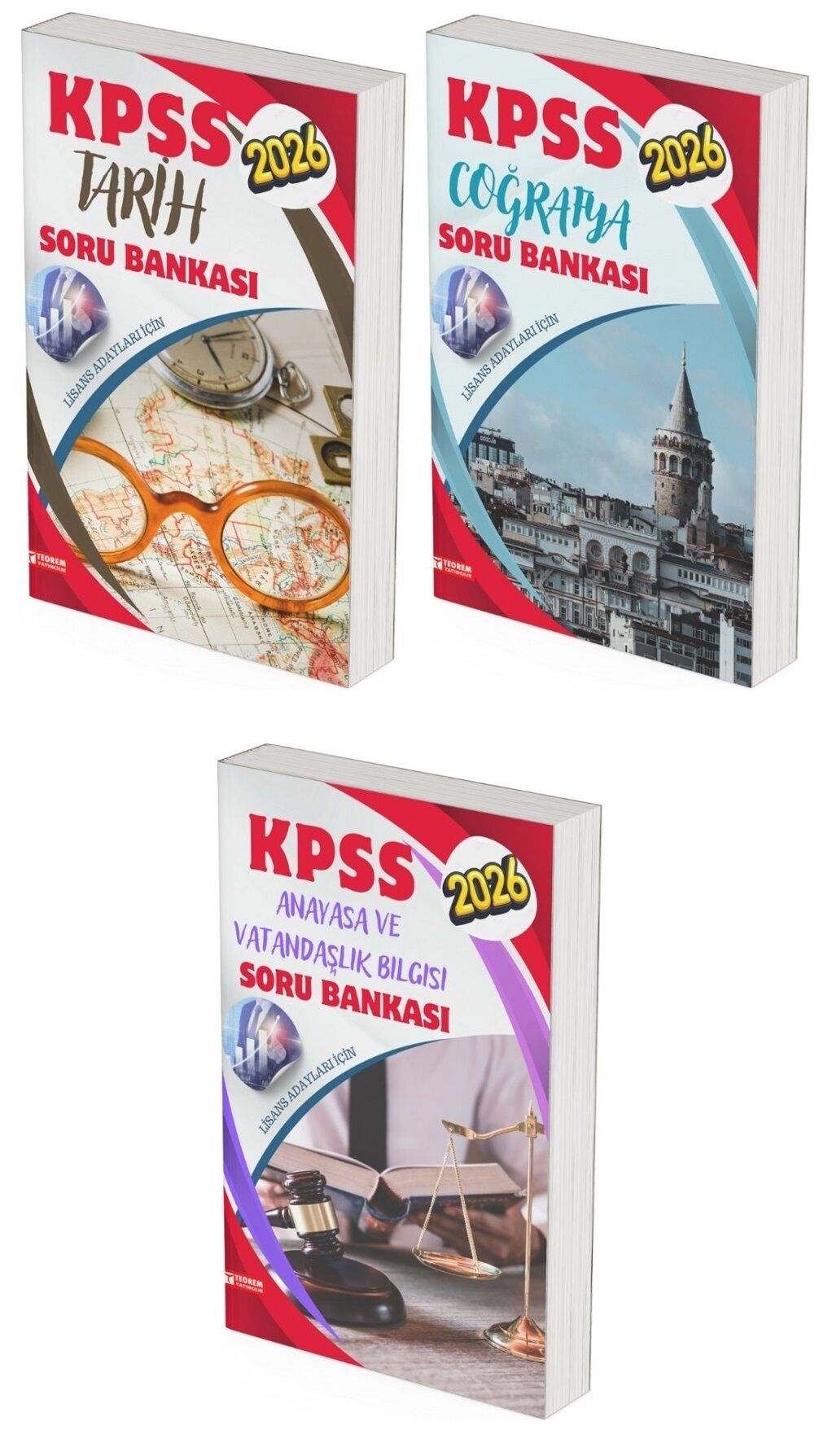 Teorem 2026 KPSS Tarih + Coğrafya + Vatandaşlık Soru Bankası 3 lü Set Teorem Yayıncılık