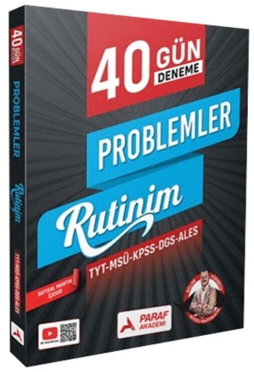 Paraf YKS TYT MSÜ KPSS DGS ALES Bıyıklı Matematik Problemler Rutinim 40 Gün Deneme Çözümlü - Selim Yüksel Paraf Yayınları