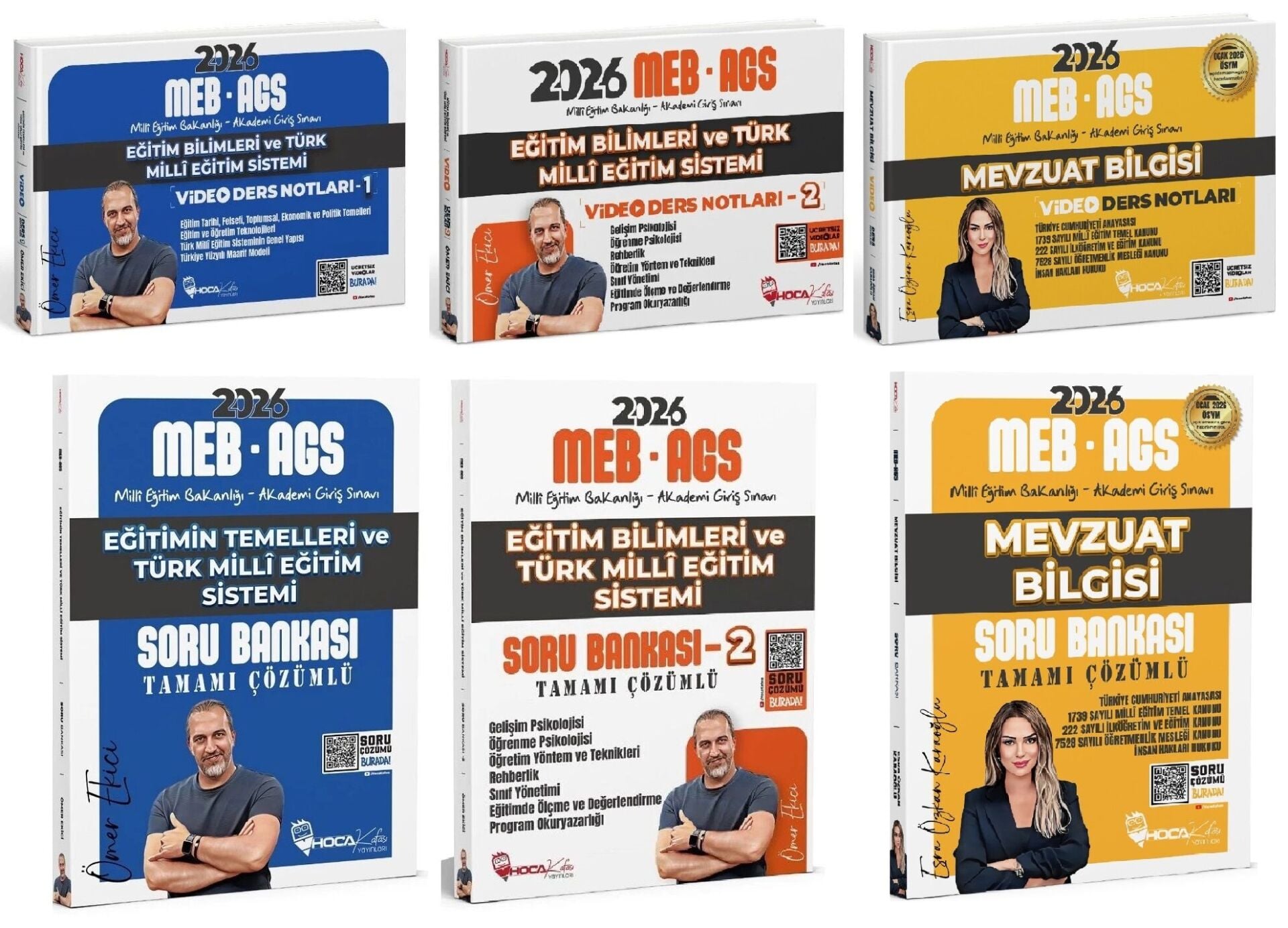 YENİ AGS - Hoca Kafası 2026 MEB-AGS Eğitimin Temelleri + Eğitim Bilimleri + Mevzuat Bilgisi Video Ders Notları + Soru Bankası 6 lı Set- Ömer Ekici, Esra Özkan Karaoğlu Hoca Kafası Yayınları