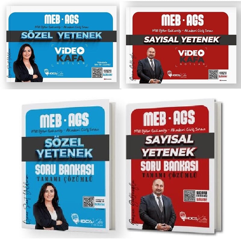 SÜPER FİYAT - Hoca Kafası 2025 MEB-AGS Sözel + Sayısal Yetenek Video Kafa Notlar + Soru Bankası 4 lü Set - Öznur Saat Yıldırım Hoca Kafası Yayınları